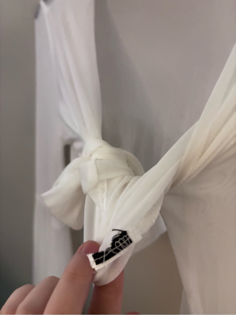 Sheer Tie-Front Top - White - Picture 3 of 3